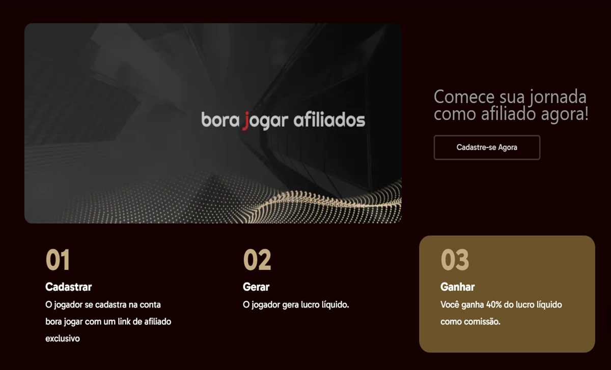 Como se registrar no Bora Jogar afiliatos programa